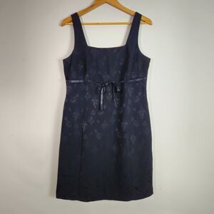 John Roberts Vintage Dress 14 Black Mini Babydoll Whimsygoth Fairy Brocade 90s